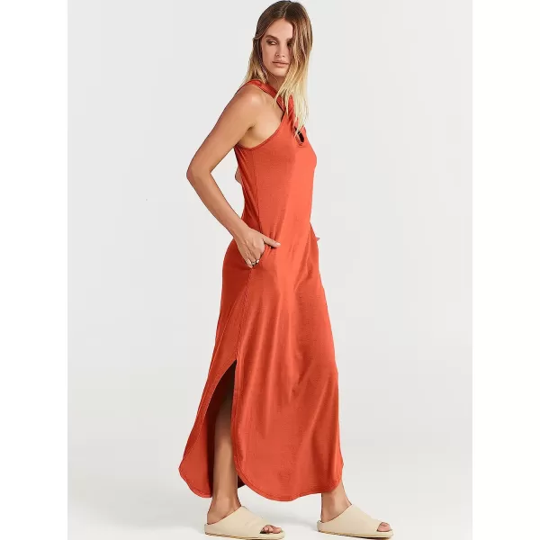 imageANRABESS Womens Casual Loose Sleeveless Beach Dress Criss Cross Slit Side Summer Maxi Sun DressesOrange