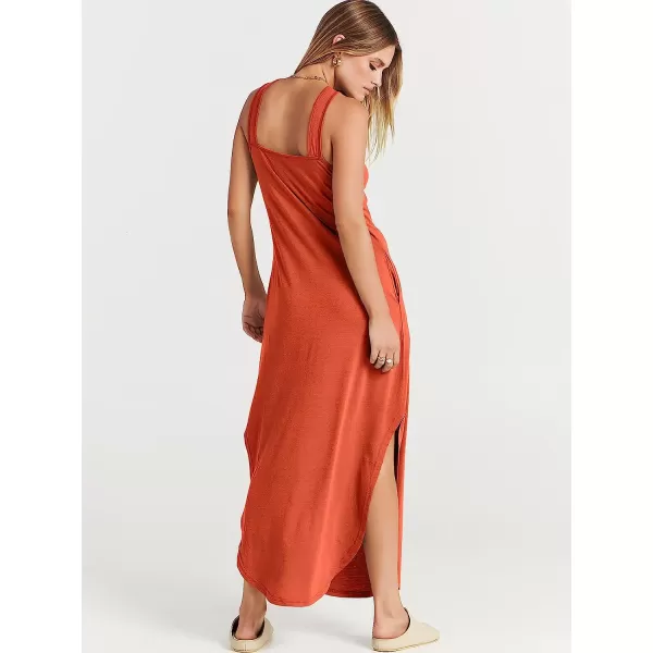 imageANRABESS Womens Casual Loose Sleeveless Beach Dress Criss Cross Slit Side Summer Maxi Sun DressesOrange