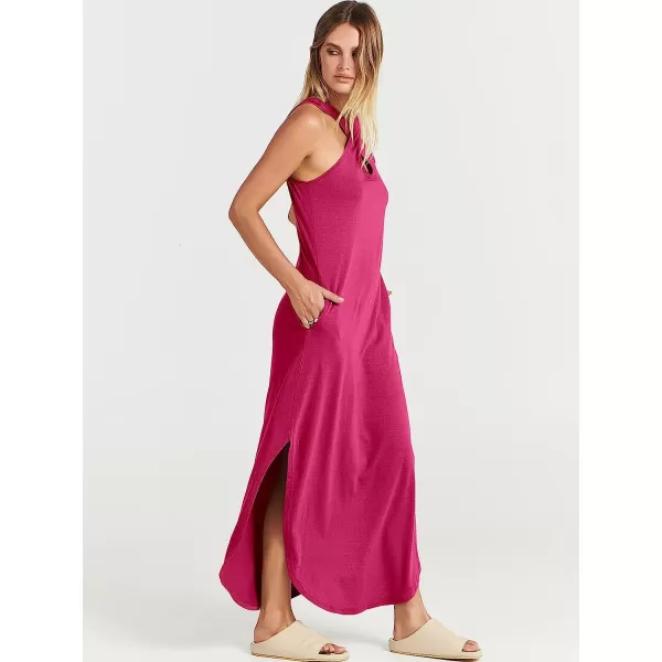 imageANRABESS Womens Casual Loose Sleeveless Beach Dress Criss Cross Slit Side Summer Maxi Sun DressesPink
