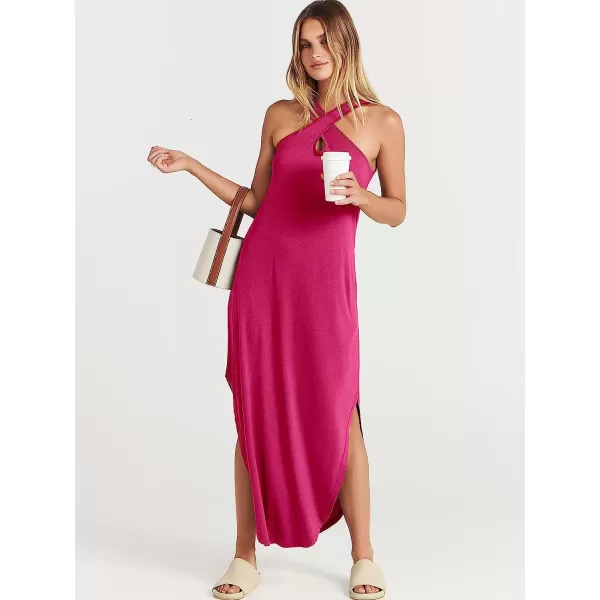 imageANRABESS Womens Casual Loose Sleeveless Beach Dress Criss Cross Slit Side Summer Maxi Sun DressesPink