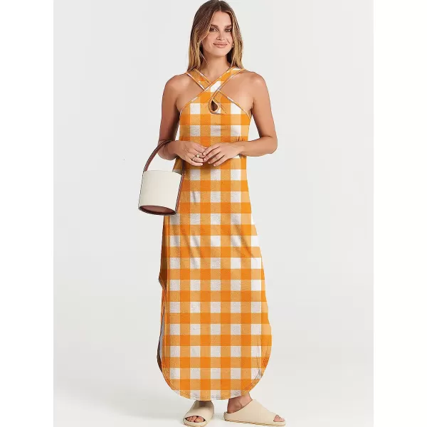imageANRABESS Womens Casual Loose Sleeveless Beach Dress Criss Cross Slit Side Summer Maxi Sun DressesPlaid 01