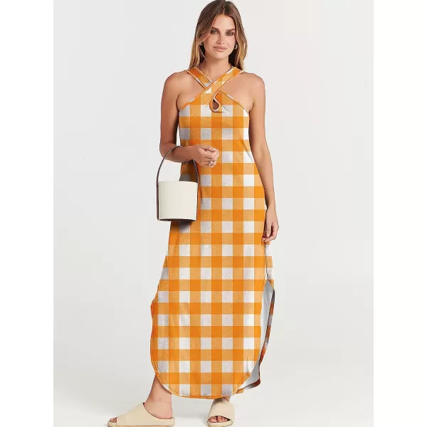 imageANRABESS Womens Casual Loose Sleeveless Beach Dress Criss Cross Slit Side Summer Maxi Sun DressesPlaid 01