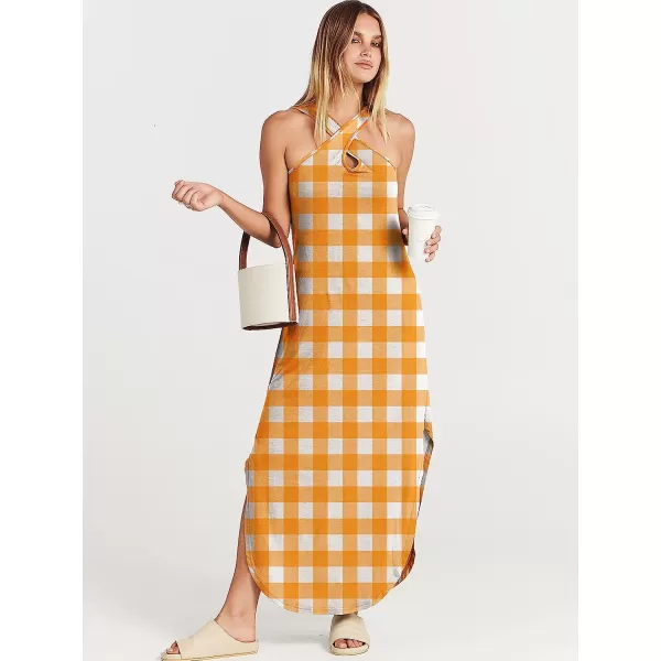 imageANRABESS Womens Casual Loose Sleeveless Beach Dress Criss Cross Slit Side Summer Maxi Sun DressesPlaid 01