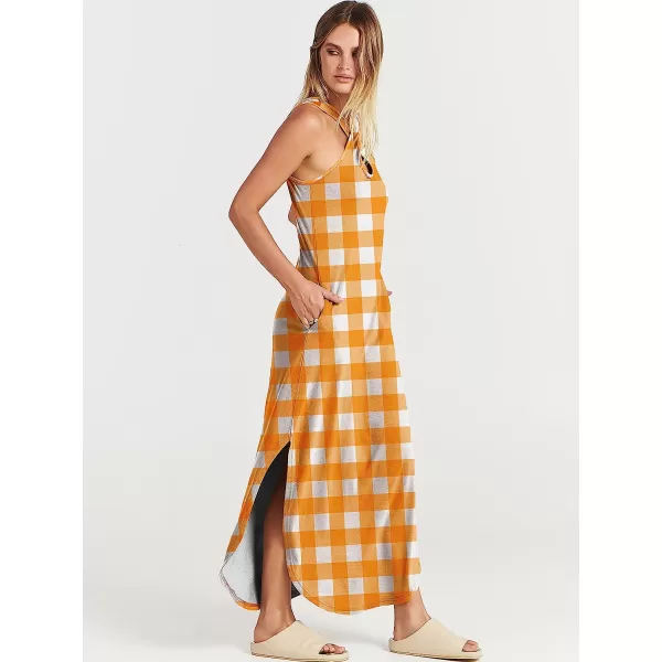 imageANRABESS Womens Casual Loose Sleeveless Beach Dress Criss Cross Slit Side Summer Maxi Sun DressesPlaid 01