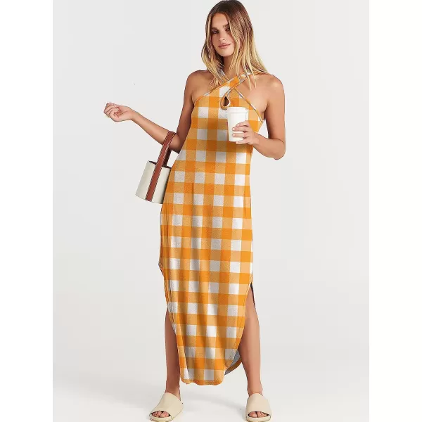 imageANRABESS Womens Casual Loose Sleeveless Beach Dress Criss Cross Slit Side Summer Maxi Sun DressesPlaid 01