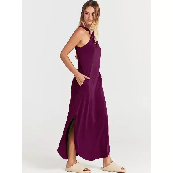 imageANRABESS Womens Casual Loose Sleeveless Beach Dress Criss Cross Slit Side Summer Maxi Sun DressesPurple