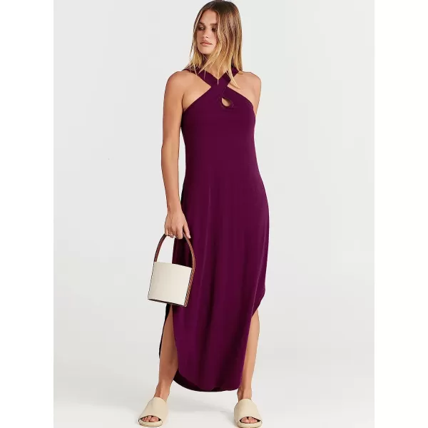 imageANRABESS Womens Casual Loose Sleeveless Beach Dress Criss Cross Slit Side Summer Maxi Sun DressesPurple