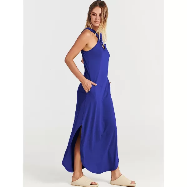imageANRABESS Womens Casual Loose Sleeveless Beach Dress Criss Cross Slit Side Summer Maxi Sun DressesRoyal Blue