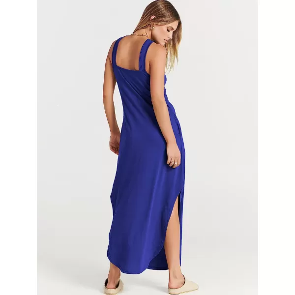 imageANRABESS Womens Casual Loose Sleeveless Beach Dress Criss Cross Slit Side Summer Maxi Sun DressesRoyal Blue