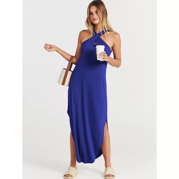 imageANRABESS Womens Casual Loose Sleeveless Beach Dress Criss Cross Slit Side Summer Maxi Sun DressesRoyal Blue