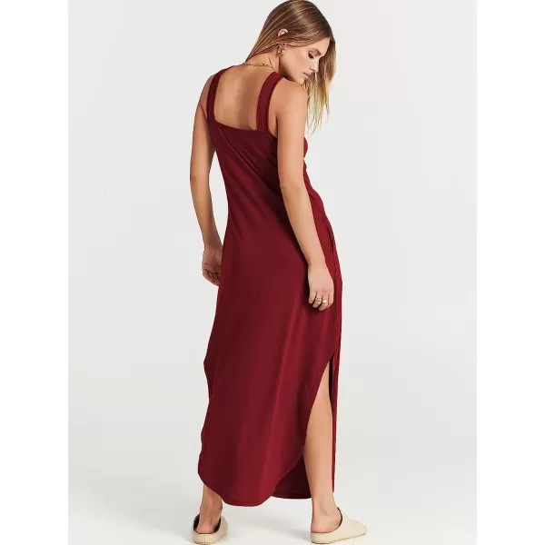 imageANRABESS Womens Casual Loose Sleeveless Beach Dress Criss Cross Slit Side Summer Maxi Sun DressesWine Red