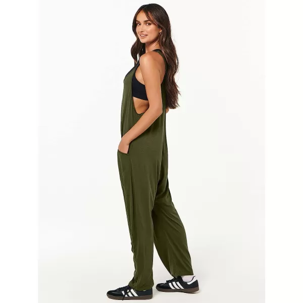 imageANRABESS Womens Casual Loose Sleeveless Jumpsuits Adjustbale Spaghetti Strap V Neck Harem Long Pants Overalls with PocketsArmy Green
