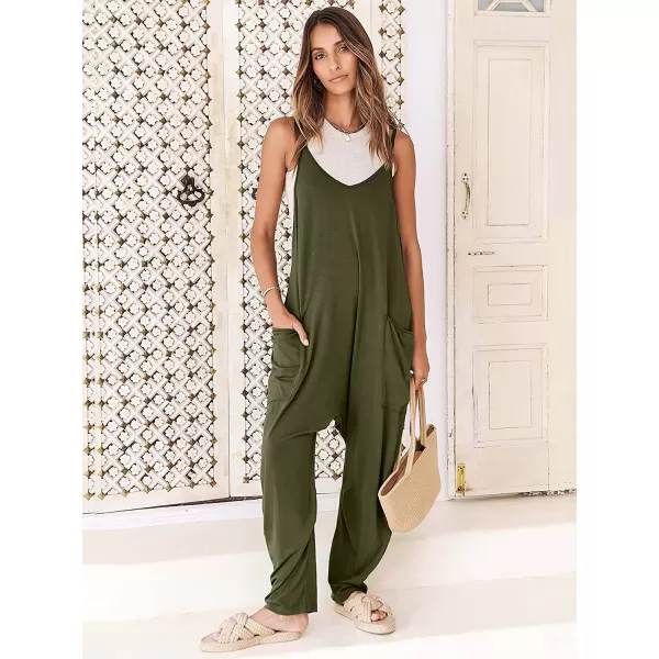imageANRABESS Womens Casual Loose Sleeveless Jumpsuits Adjustbale Spaghetti Strap V Neck Harem Long Pants Overalls with PocketsArmy Green