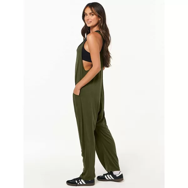imageANRABESS Womens Casual Loose Sleeveless Jumpsuits Adjustbale Spaghetti Strap V Neck Harem Long Pants Overalls with PocketsArmy Green
