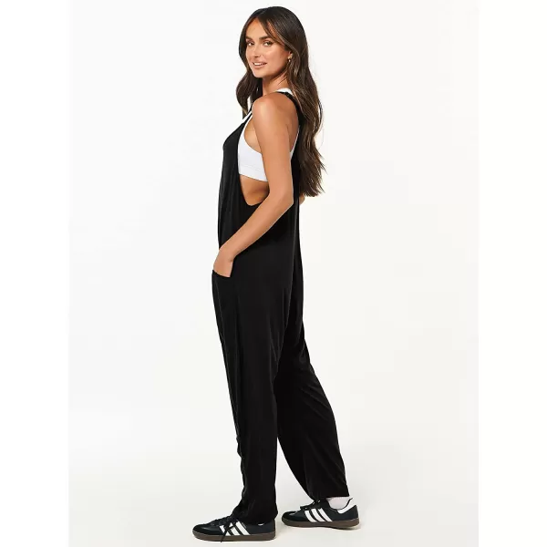 imageANRABESS Womens Casual Loose Sleeveless Jumpsuits Adjustbale Spaghetti Strap V Neck Harem Long Pants Overalls with PocketsBlack