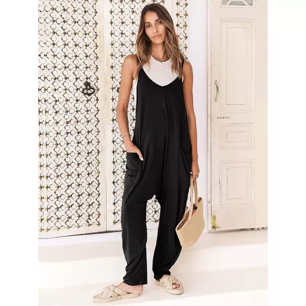 imageANRABESS Womens Casual Loose Sleeveless Jumpsuits Adjustbale Spaghetti Strap V Neck Harem Long Pants Overalls with PocketsBlack