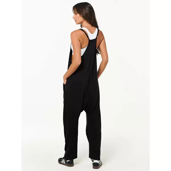 imageANRABESS Womens Casual Loose Sleeveless Jumpsuits Adjustbale Spaghetti Strap V Neck Harem Long Pants Overalls with PocketsBlack
