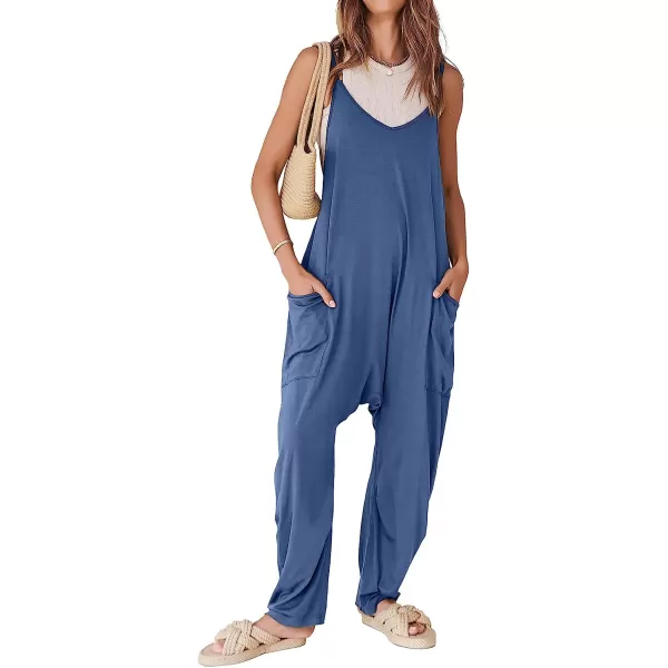 imageANRABESS Womens Casual Loose Sleeveless Jumpsuits Adjustbale Spaghetti Strap V Neck Harem Long Pants Overalls with PocketsBlue