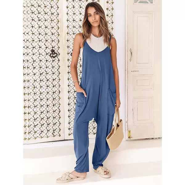 imageANRABESS Womens Casual Loose Sleeveless Jumpsuits Adjustbale Spaghetti Strap V Neck Harem Long Pants Overalls with PocketsBlue