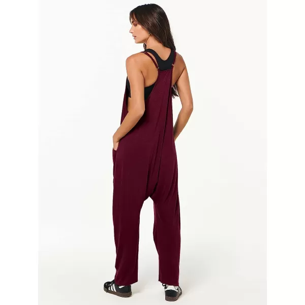 imageANRABESS Womens Casual Loose Sleeveless Jumpsuits Adjustbale Spaghetti Strap V Neck Harem Long Pants Overalls with PocketsBurgundy