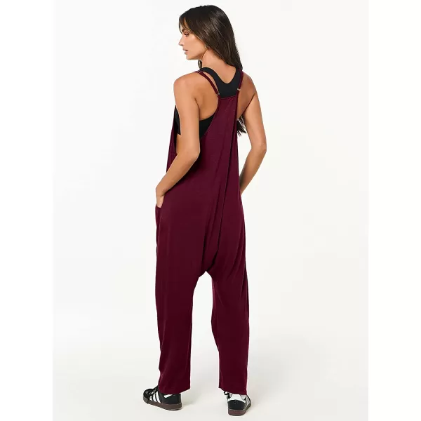 imageANRABESS Womens Casual Loose Sleeveless Jumpsuits Adjustbale Spaghetti Strap V Neck Harem Long Pants Overalls with PocketsBurgundy