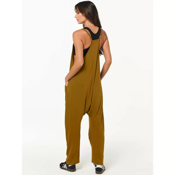 imageANRABESS Womens Casual Loose Sleeveless Jumpsuits Adjustbale Spaghetti Strap V Neck Harem Long Pants Overalls with PocketsCaramel