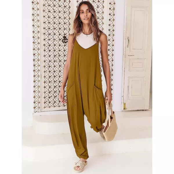 imageANRABESS Womens Casual Loose Sleeveless Jumpsuits Adjustbale Spaghetti Strap V Neck Harem Long Pants Overalls with PocketsCaramel