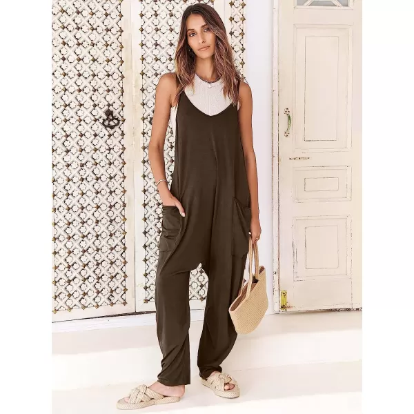 imageANRABESS Womens Casual Loose Sleeveless Jumpsuits Adjustbale Spaghetti Strap V Neck Harem Long Pants Overalls with PocketsCoffee