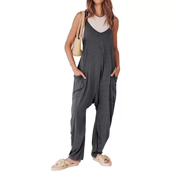 imageANRABESS Womens Casual Loose Sleeveless Jumpsuits Adjustbale Spaghetti Strap V Neck Harem Long Pants Overalls with PocketsDeep Gray