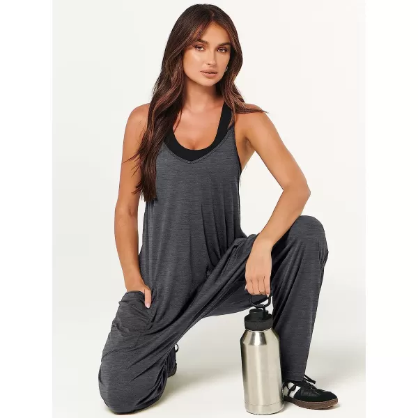 imageANRABESS Womens Casual Loose Sleeveless Jumpsuits Adjustbale Spaghetti Strap V Neck Harem Long Pants Overalls with PocketsDeep Gray
