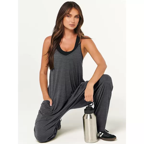 imageANRABESS Womens Casual Loose Sleeveless Jumpsuits Adjustbale Spaghetti Strap V Neck Harem Long Pants Overalls with PocketsDeep Gray