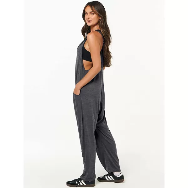 imageANRABESS Womens Casual Loose Sleeveless Jumpsuits Adjustbale Spaghetti Strap V Neck Harem Long Pants Overalls with PocketsDeep Gray