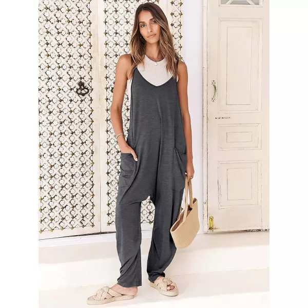 imageANRABESS Womens Casual Loose Sleeveless Jumpsuits Adjustbale Spaghetti Strap V Neck Harem Long Pants Overalls with PocketsDeep Gray