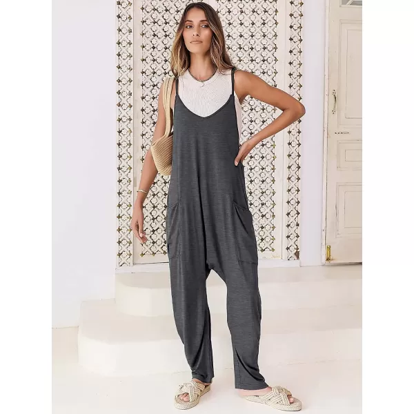 imageANRABESS Womens Casual Loose Sleeveless Jumpsuits Adjustbale Spaghetti Strap V Neck Harem Long Pants Overalls with PocketsDeep Gray