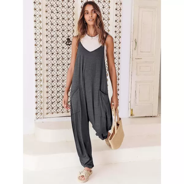 imageANRABESS Womens Casual Loose Sleeveless Jumpsuits Adjustbale Spaghetti Strap V Neck Harem Long Pants Overalls with PocketsDeep Gray