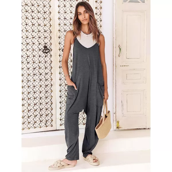 imageANRABESS Womens Casual Loose Sleeveless Jumpsuits Adjustbale Spaghetti Strap V Neck Harem Long Pants Overalls with PocketsDeep Gray
