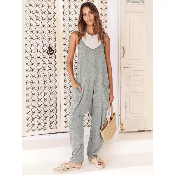 imageANRABESS Womens Casual Loose Sleeveless Jumpsuits Adjustbale Spaghetti Strap V Neck Harem Long Pants Overalls with PocketsGray
