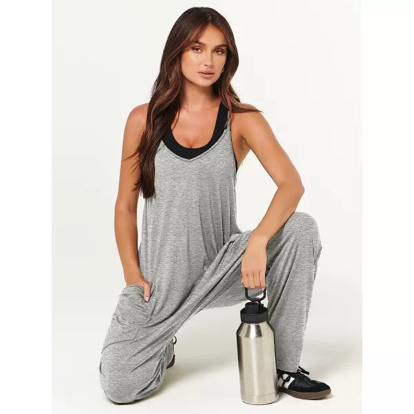 imageANRABESS Womens Casual Loose Sleeveless Jumpsuits Adjustbale Spaghetti Strap V Neck Harem Long Pants Overalls with PocketsGray