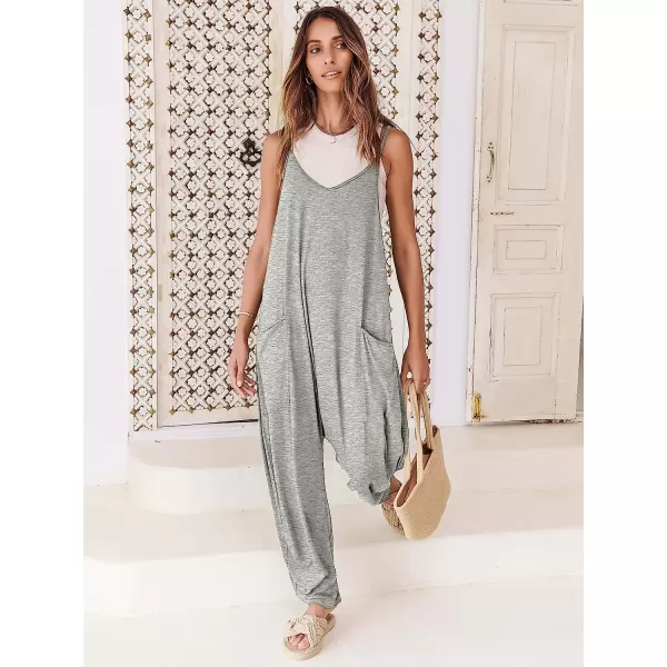 imageANRABESS Womens Casual Loose Sleeveless Jumpsuits Adjustbale Spaghetti Strap V Neck Harem Long Pants Overalls with PocketsGray