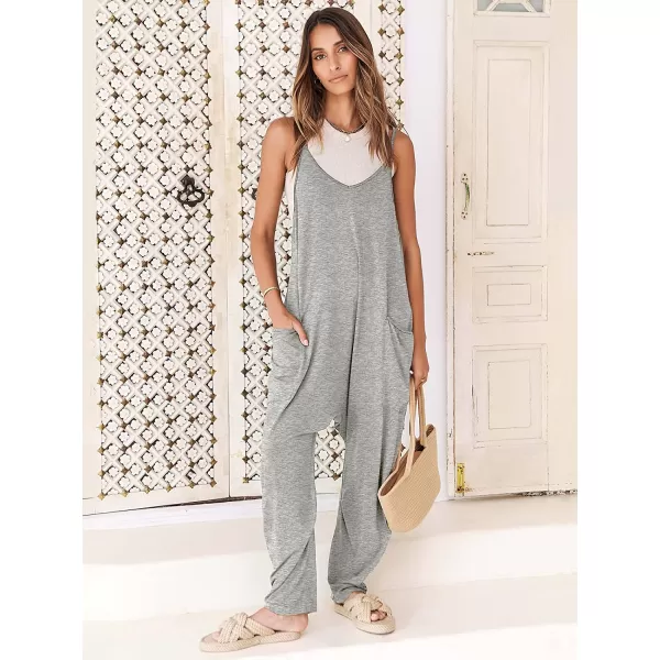 imageANRABESS Womens Casual Loose Sleeveless Jumpsuits Adjustbale Spaghetti Strap V Neck Harem Long Pants Overalls with PocketsGray