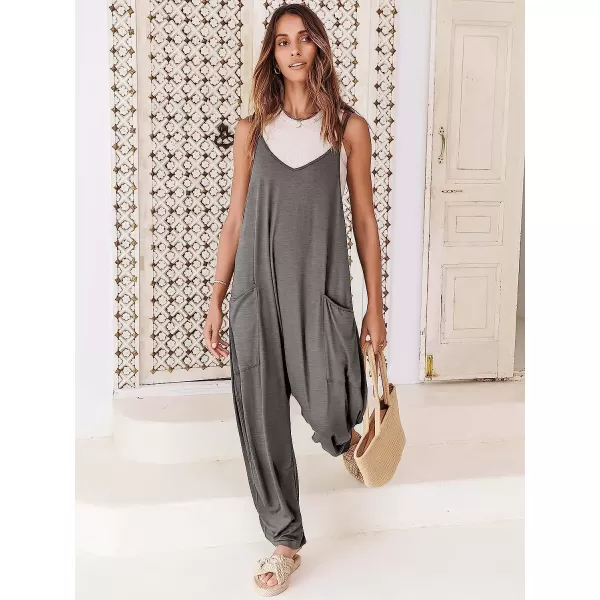 imageANRABESS Womens Casual Loose Sleeveless Jumpsuits Adjustbale Spaghetti Strap V Neck Harem Long Pants Overalls with PocketsGrey