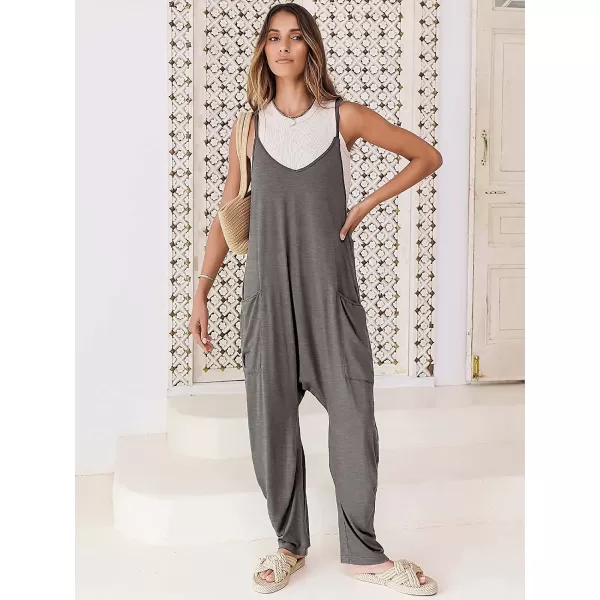 imageANRABESS Womens Casual Loose Sleeveless Jumpsuits Adjustbale Spaghetti Strap V Neck Harem Long Pants Overalls with PocketsGrey
