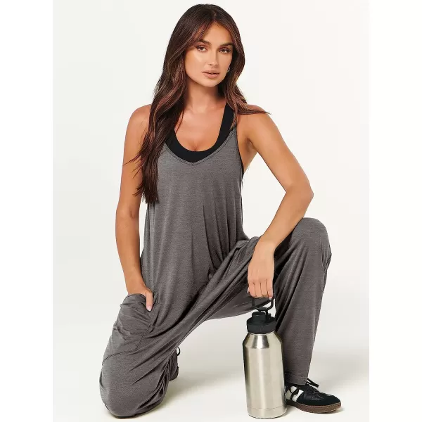 imageANRABESS Womens Casual Loose Sleeveless Jumpsuits Adjustbale Spaghetti Strap V Neck Harem Long Pants Overalls with PocketsGrey