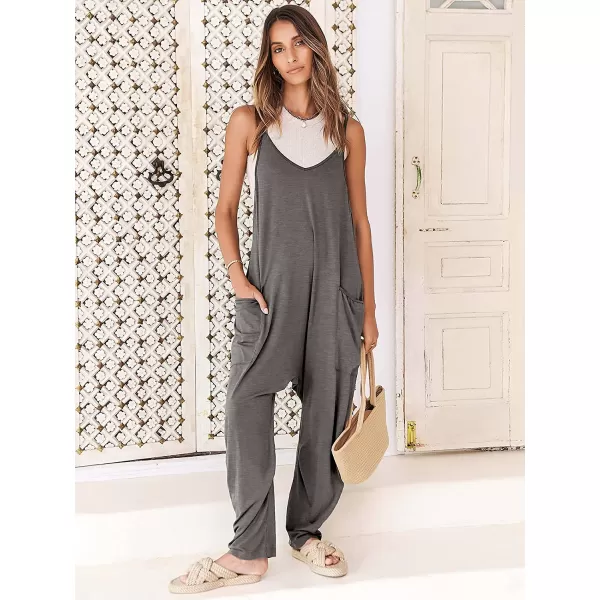 imageANRABESS Womens Casual Loose Sleeveless Jumpsuits Adjustbale Spaghetti Strap V Neck Harem Long Pants Overalls with PocketsGrey