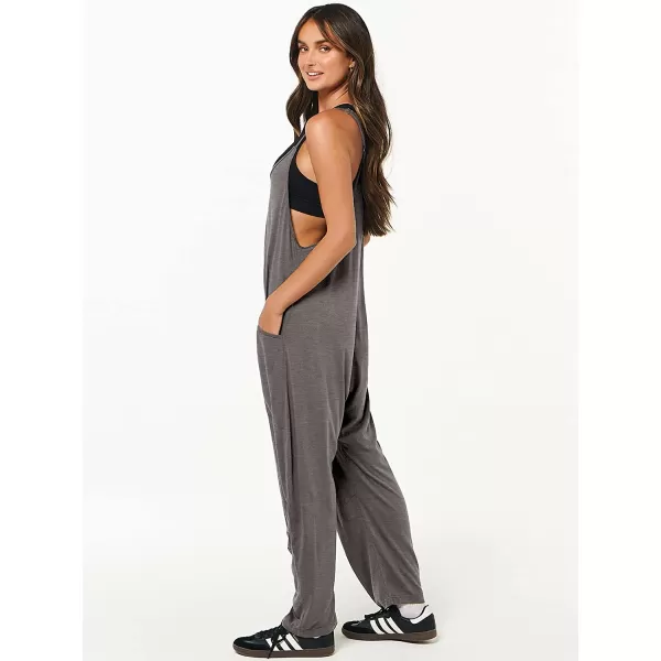 imageANRABESS Womens Casual Loose Sleeveless Jumpsuits Adjustbale Spaghetti Strap V Neck Harem Long Pants Overalls with PocketsGrey