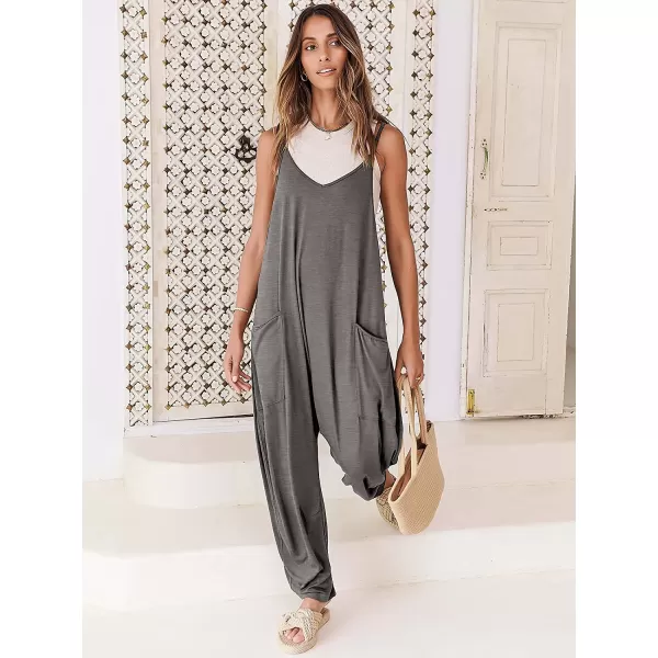 imageANRABESS Womens Casual Loose Sleeveless Jumpsuits Adjustbale Spaghetti Strap V Neck Harem Long Pants Overalls with PocketsGrey