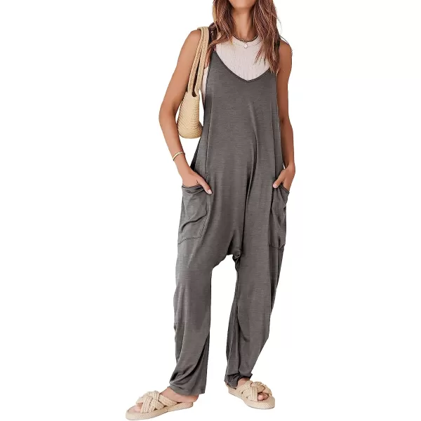 imageANRABESS Womens Casual Loose Sleeveless Jumpsuits Adjustbale Spaghetti Strap V Neck Harem Long Pants Overalls with PocketsGrey