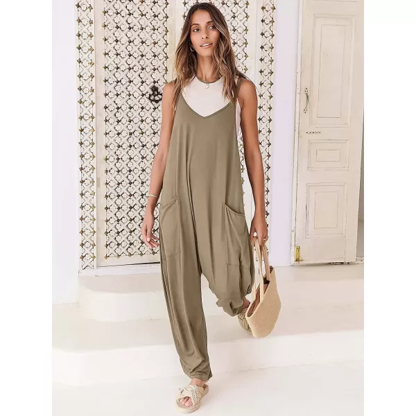 imageANRABESS Womens Casual Loose Sleeveless Jumpsuits Adjustbale Spaghetti Strap V Neck Harem Long Pants Overalls with PocketsKhaki