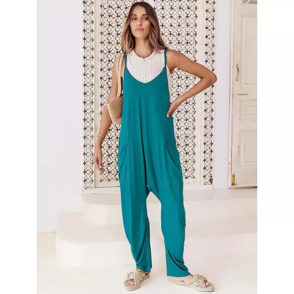 imageANRABESS Womens Casual Loose Sleeveless Jumpsuits Adjustbale Spaghetti Strap V Neck Harem Long Pants Overalls with PocketsLake Green