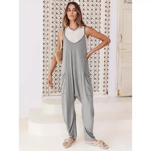 imageANRABESS Womens Casual Loose Sleeveless Jumpsuits Adjustbale Spaghetti Strap V Neck Harem Long Pants Overalls with PocketsLight Gray